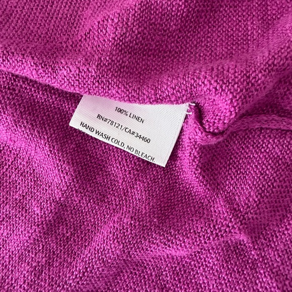Eileen Fisher Linen Open Front Drape Cardigan Fuchsia Purple Size L - Picture 3 of 7
